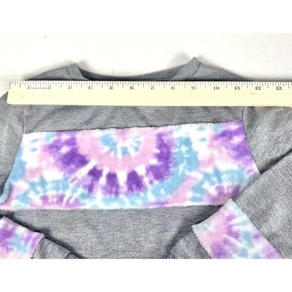 BCBG Lounge Set Girls Extra Small Gray Tie Dye Plush Sweatshirt Jogger Pants - Picture 7 of 16